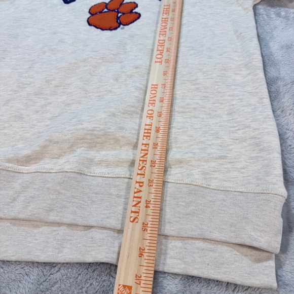 League Clemson Tigers Paw Sweatshirt Pullover Heather Gray/Oatmeal Women's Small - Picture 6 of 8
